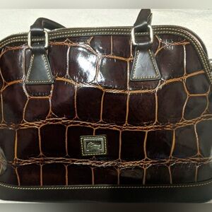 Dooney and Bourke croco embossed domed leather satchel